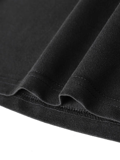 100% algodão puro masculino solto ajuste confortável esportes e lazer montanha bússola padrão impresso em torno do pescoço manga comprida camiseta