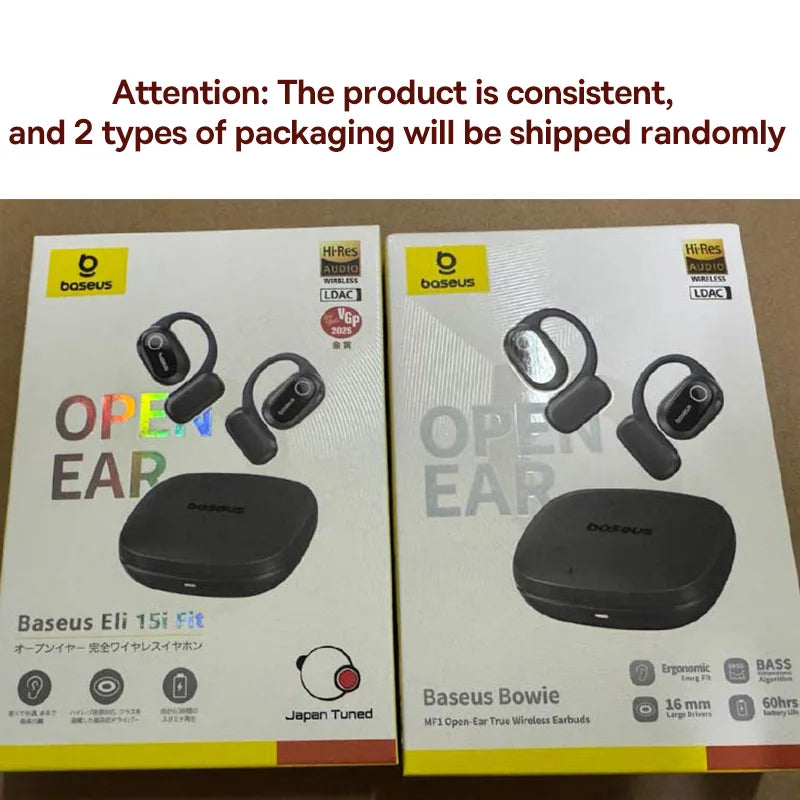 Baseus Bowie MF1/Eli 15i Fit Open-Ear Sport Fones de ouvido sem fio Bluetooth 5.4 Ganchos para os ouvidos Big Bass Sport Fones de ouvido 60 horas de reprodução