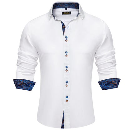 DiBanGu Camisa Masculina de Manga Longa Preto Sólido Vermelho Paisley Cor Contraste Moda Vestido Camisa para Homens Gola Botão para baixo Roupas Masculinas