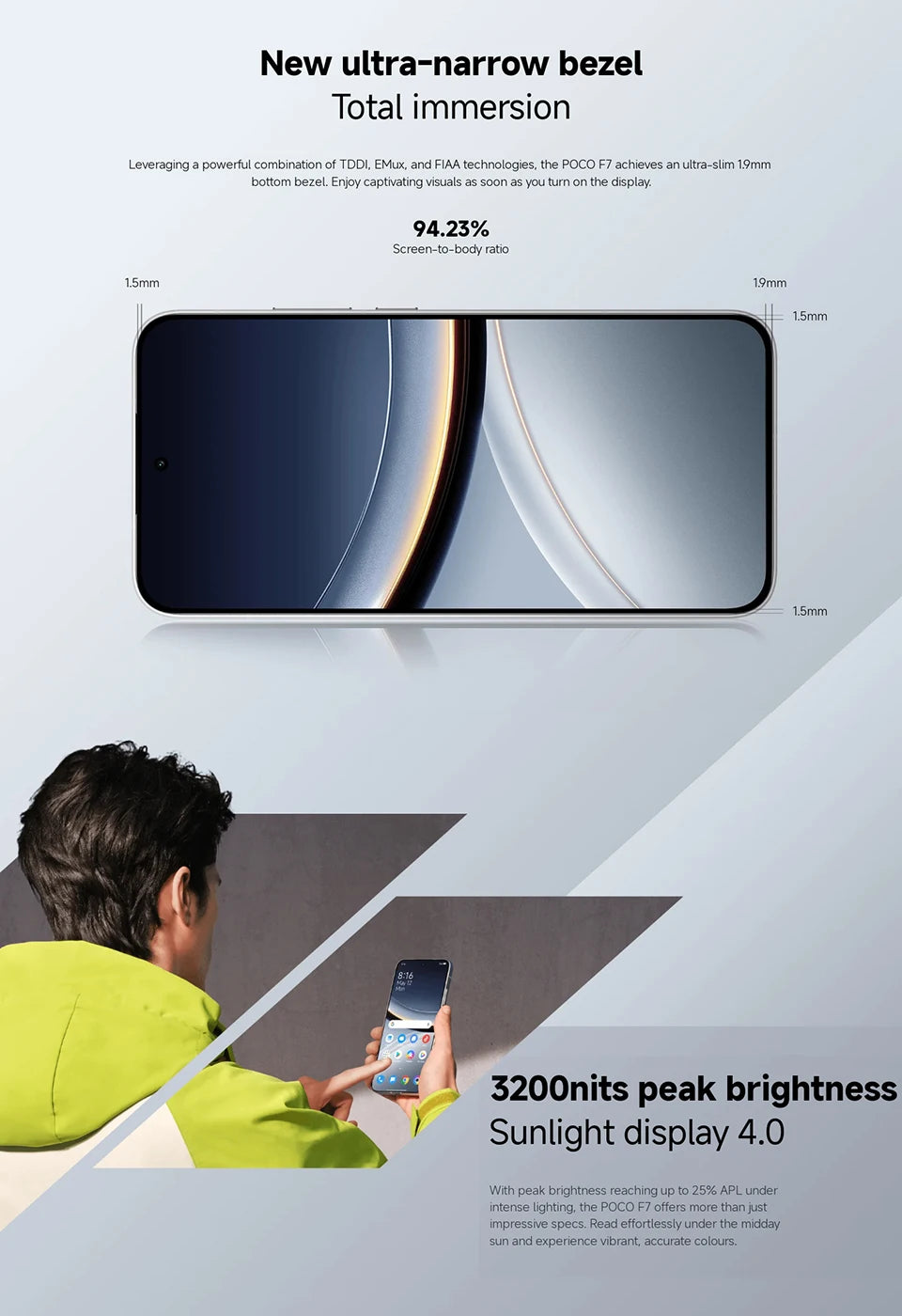 Poco f7 5g smartphone versão global 256b/512gb 6.83 "amoled 120hz snapdragon @ 8s gen 50mp câmera 6500mah bateria nfc