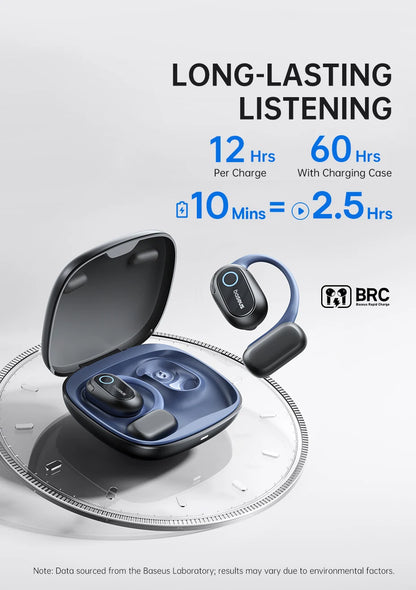 Baseus Bowie MF1/Eli 15i Fit Open-Ear Sport Fones de ouvido sem fio Bluetooth 5.4 Ganchos para os ouvidos Big Bass Sport Fones de ouvido 60 horas de reprodução