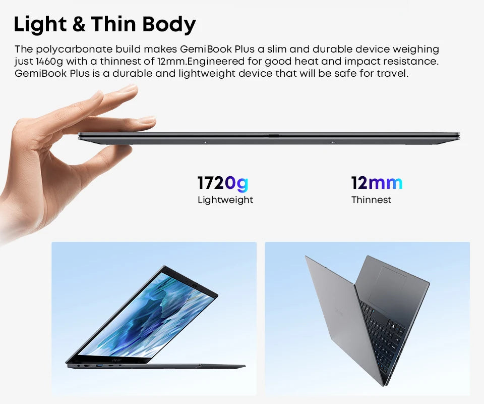 Chuwi gemibook plus laptop intel n100/n150 gráficos para 12a geração 15.6 "1920*1080p 16gb ram 512gb ssd com ventilador de refrigeração windows 11