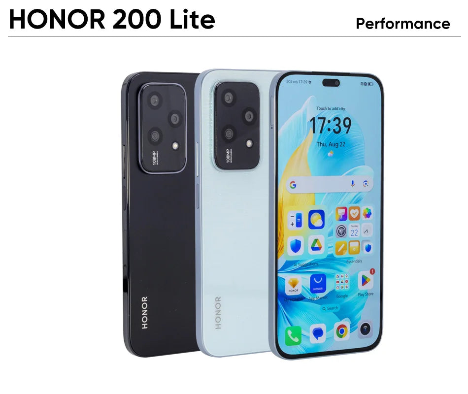 Versão global honor 200 lite 5g smartphone Mediatek dimensão 6080 6.7 "90hz display amoled 108mp câmera principal 4500mah bateria