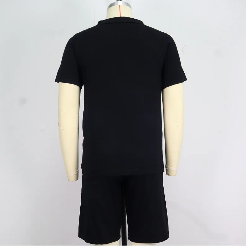 Conjunto de duas peças de seda gelo masculino manga curta, terno casual de negócios, roupa masculina, ginástica, alta qualidade, verão