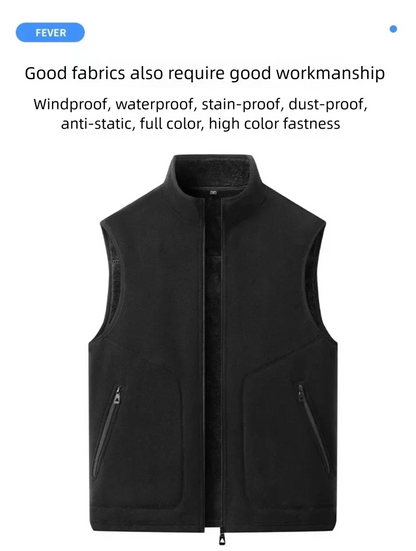 Colete de lã de tamanho grande para homens no outono e inverno engrossado com colete de lã com gola alta e pele de carneiro para aquecer