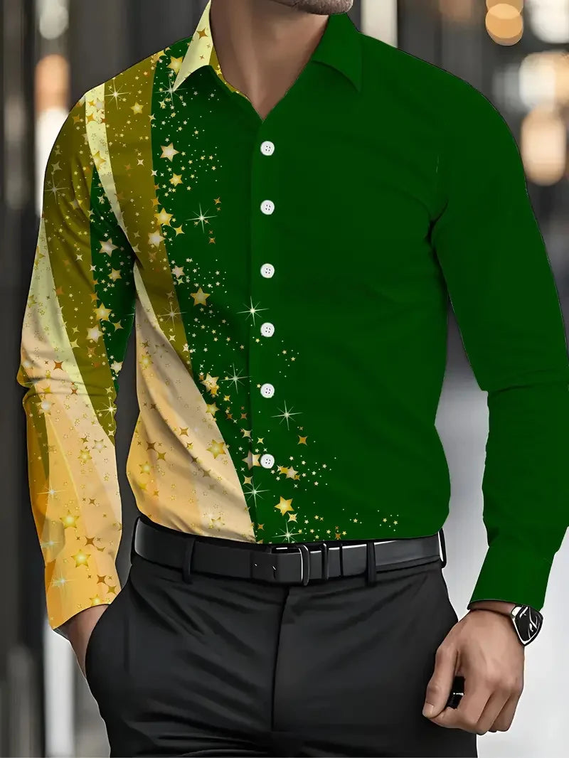 Nova camisa de manga longa masculina flip-over única fivela design lobo camisa diária moda tendência nova coleção