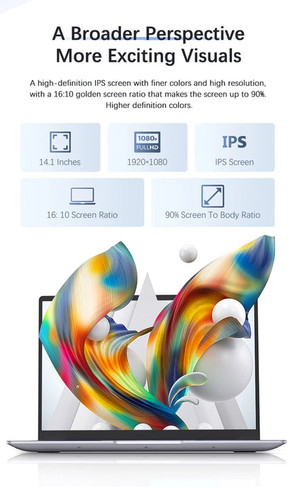 14.1 "ultra fino windows 11 pro computador portátil intel atom a3950 12gb ram 1tb 2tb ssd notebook pc 1080p hd escritório estudo laptops
