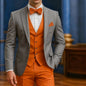 Terno formal branco e laranja masculino, ocasião de casamento, padrinhos, formatura, dança, smoking, 3 peças, traje tradicional masculino