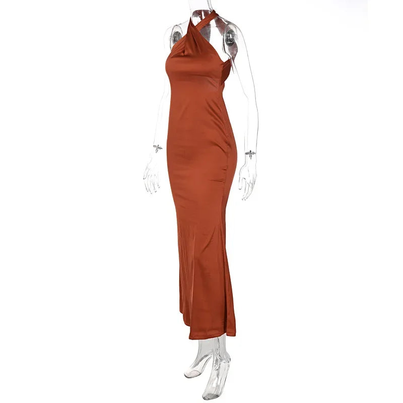 Vestido longo rabo de peixe feminino, vestidos de noite formais, Cross Halter, vestido de baile sem encosto, vestidos elegantes senhoras, coquetel