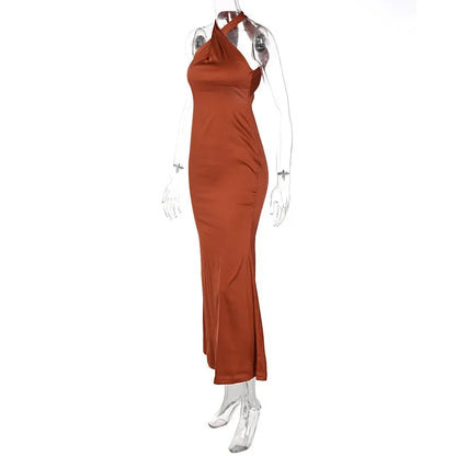 Vestido longo rabo de peixe feminino, vestidos de noite formais, Cross Halter, vestido de baile sem encosto, vestidos elegantes senhoras, coquetel