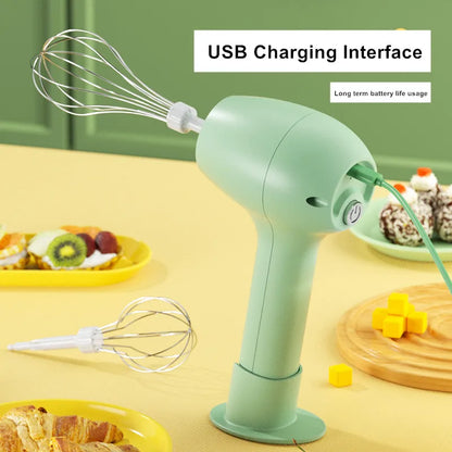 Batedor de ovos elétrico sem fio portátil mini multifuncional batedor de leite creme café misturador automático com base