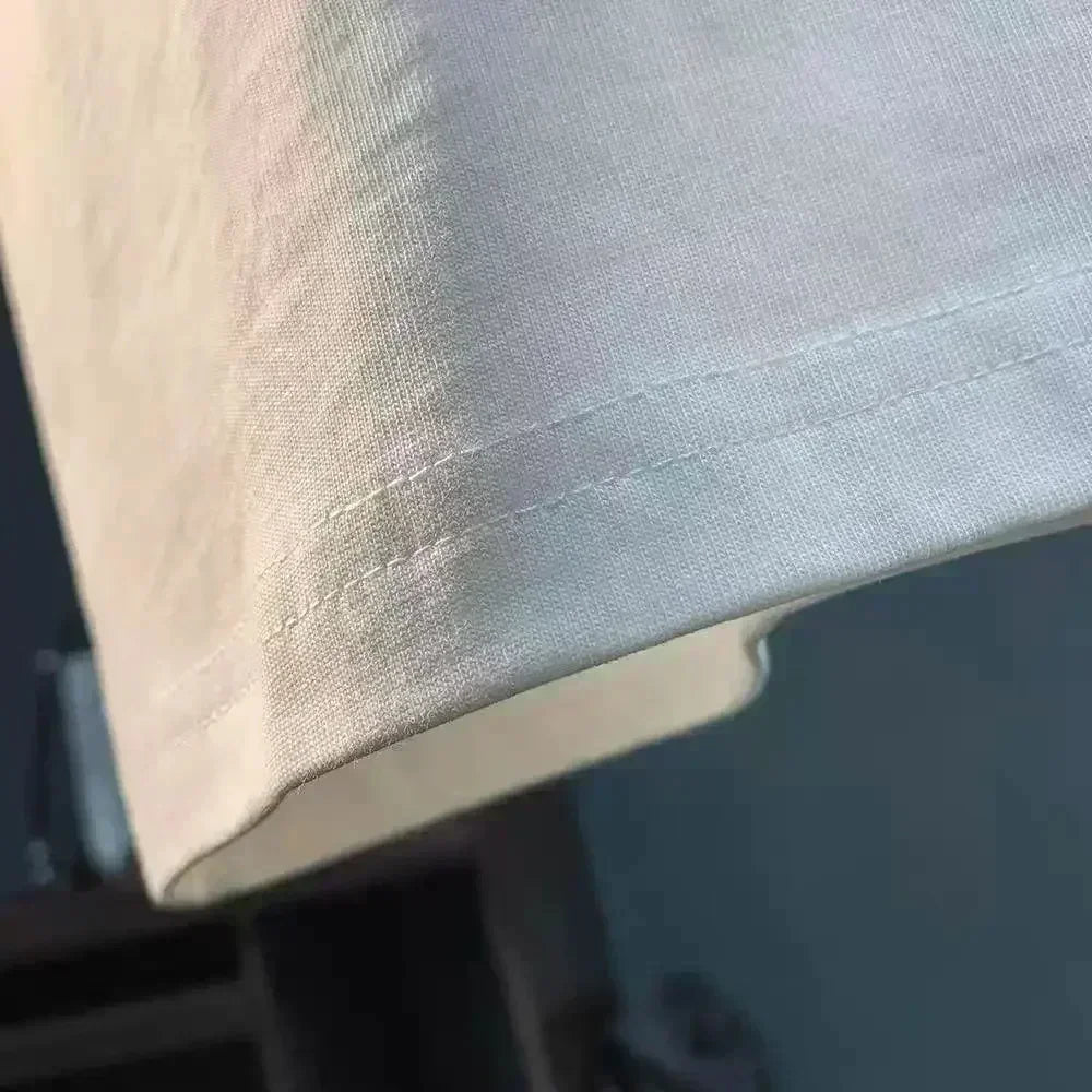 Conjunto de shorts de manga curta de algodão puro masculino, camiseta solta moderna europeia e americana de esportes e lazer