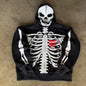 2000s crânio padrão gótico hoodie y2k zíper rosto coberto crânio padrão impresso hoodie casual punk hip hop rua retro engraçado