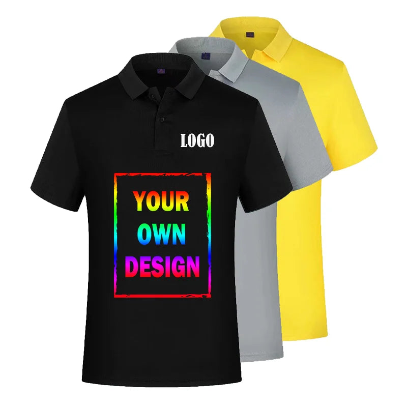 Camisa de logotipo personalizada para homens e mulheres, Design personalizado, Polo casual de secagem rápida, Camisa publicitária