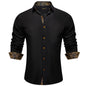 DiBanGu Camisa Masculina de Manga Longa Preto Sólido Vermelho Paisley Cor Contraste Moda Vestido Camisa para Homens Gola Botão para baixo Roupas Masculinas