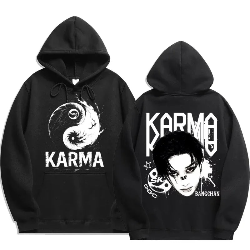 Quarto álbum de KPOP KARMA moletom com capuz masculino estampado FELIX HAN BANGCHAN CHANGBIN HYUNJIN LEE moda esportiva