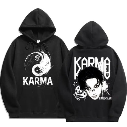 Quarto álbum de KPOP KARMA moletom com capuz masculino estampado FELIX HAN BANGCHAN CHANGBIN HYUNJIN LEE moda esportiva