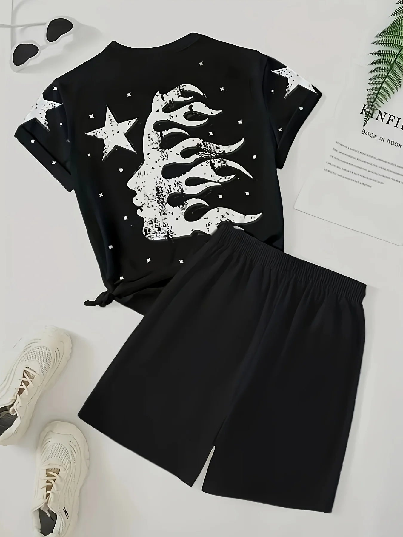 Verão 2025 novos homens casuais e elegantes roupas masculinas ao ar livre com padrões de letras e estrelas