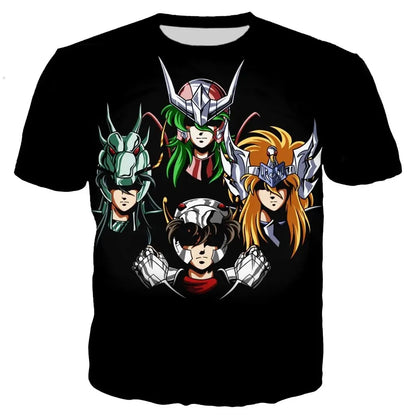 Saint seiya t camisa masculina moda camisetas crianças hip hop topos t anime impressão 3d camiseta verão masculino gráfico topos meninos t