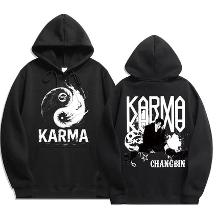 Quarto álbum de KPOP KARMA moletom com capuz masculino estampado FELIX HAN BANGCHAN CHANGBIN HYUNJIN LEE moda esportiva