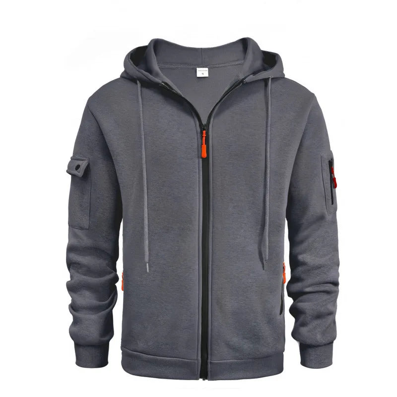 2024 novos homens zip up hoodies casual velo moletom meia cúpula completa zip moletom com capuz outono inverno hoodies roupas dos homens