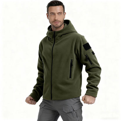 Jaqueta de lã masculina de caça de inverno casacos quentes polar ao ar livre jaqueta com capuz multi-bolso casual completo zip esporte caminhadas casaco S-XXXL