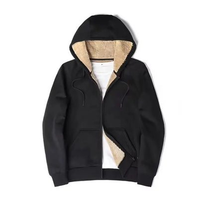 Moda masculina forrado de lã engrossado cardigan moletom com capuz terno esportivo outono/inverno conjunto casual ao ar livre