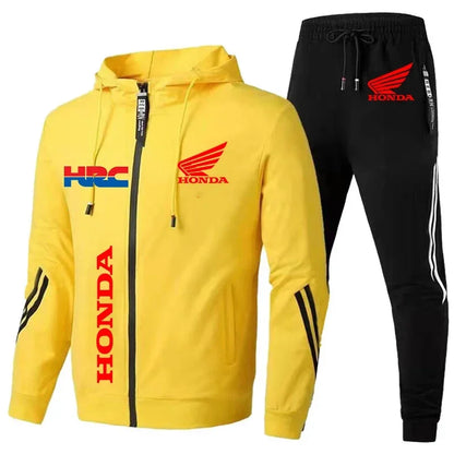 H novo agasalho honda roupas masculinas honda hrc logotipo impressão ternos de suor zip hoodies + calças 2 peça define masculino honda hrc roupas esportivas
