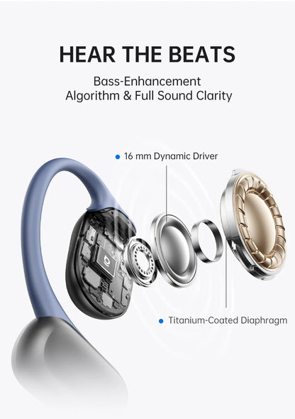 Baseus Bowie MF1/Eli 15i Fit Open-Ear Sport Fones de ouvido sem fio Bluetooth 5.4 Ganchos para os ouvidos Big Bass Sport Fones de ouvido 60 horas de reprodução