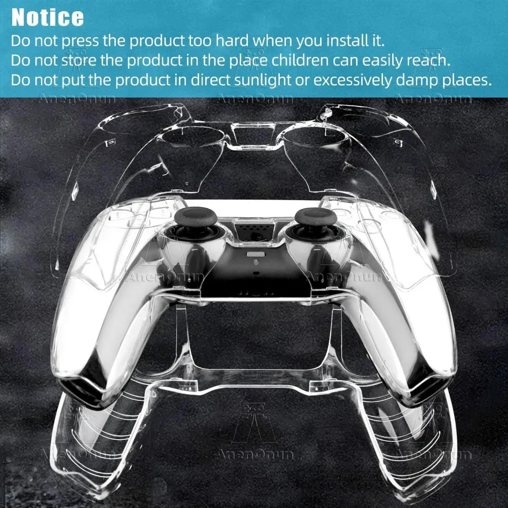 Capa protetora para controle de ps5, ajuste completo, anti-queda, anti-arranhões, antiderrapante, transparente, casca dura, ultra clara, capa para gamepad
