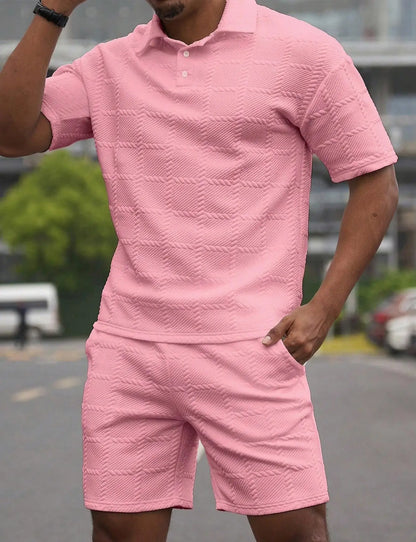 2025 verão nova tendência da moda cor sólida confortável moda leve casual masculino terno de manga curta para homem