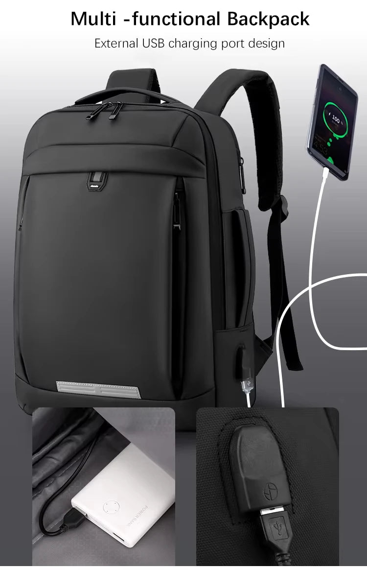 17 Polegada negócios portátil mochila à prova dwaterproof água notebook para homens saco de livro escolar expansível multifuncional carregamento usb homem mochilas