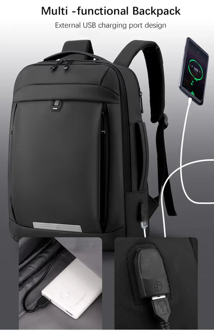 17 Polegada negócios portátil mochila à prova dwaterproof água notebook para homens saco de livro escolar expansível multifuncional carregamento usb homem mochilas