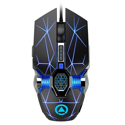 Novo mouse para jogos profissional, 3200dpi, 7 botões, retroiluminado, suporte para mouse de computador, definição macro, mecânico, com fio, silencioso