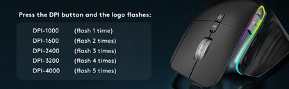 Ergonômico bluetooth 2.4g mouse tri-mode sem fio mouse para jogos USB-C rgb recarregável mause 5 dpi 9 botões para computador pc tablet