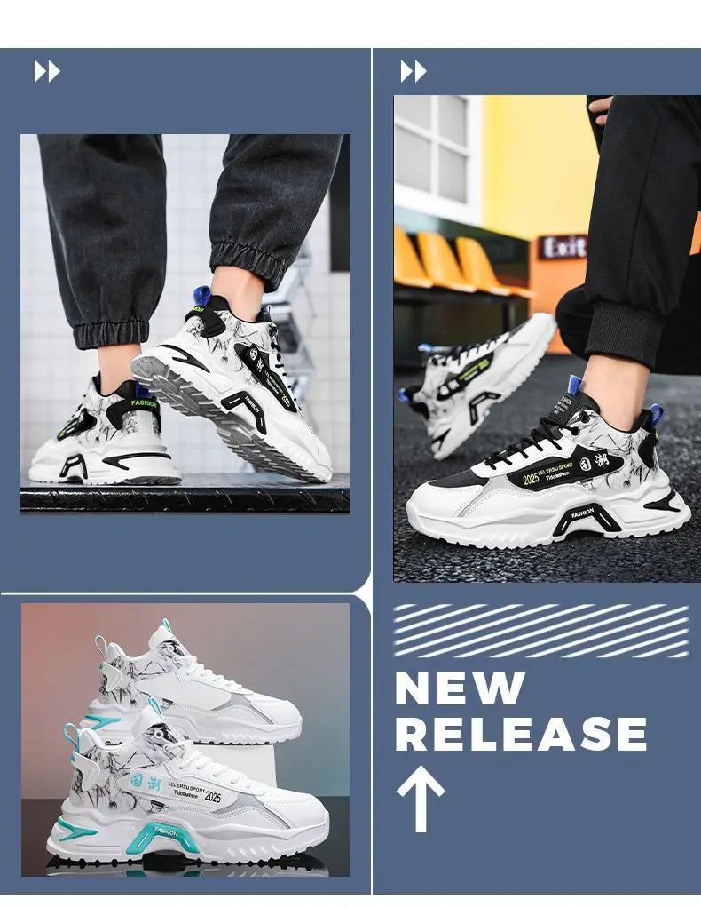 2025 sapatos masculinos tênis moda plataforma respirável tênis de corrida malha esporte luz unisex masculino casual vulcanizar homem sapatos