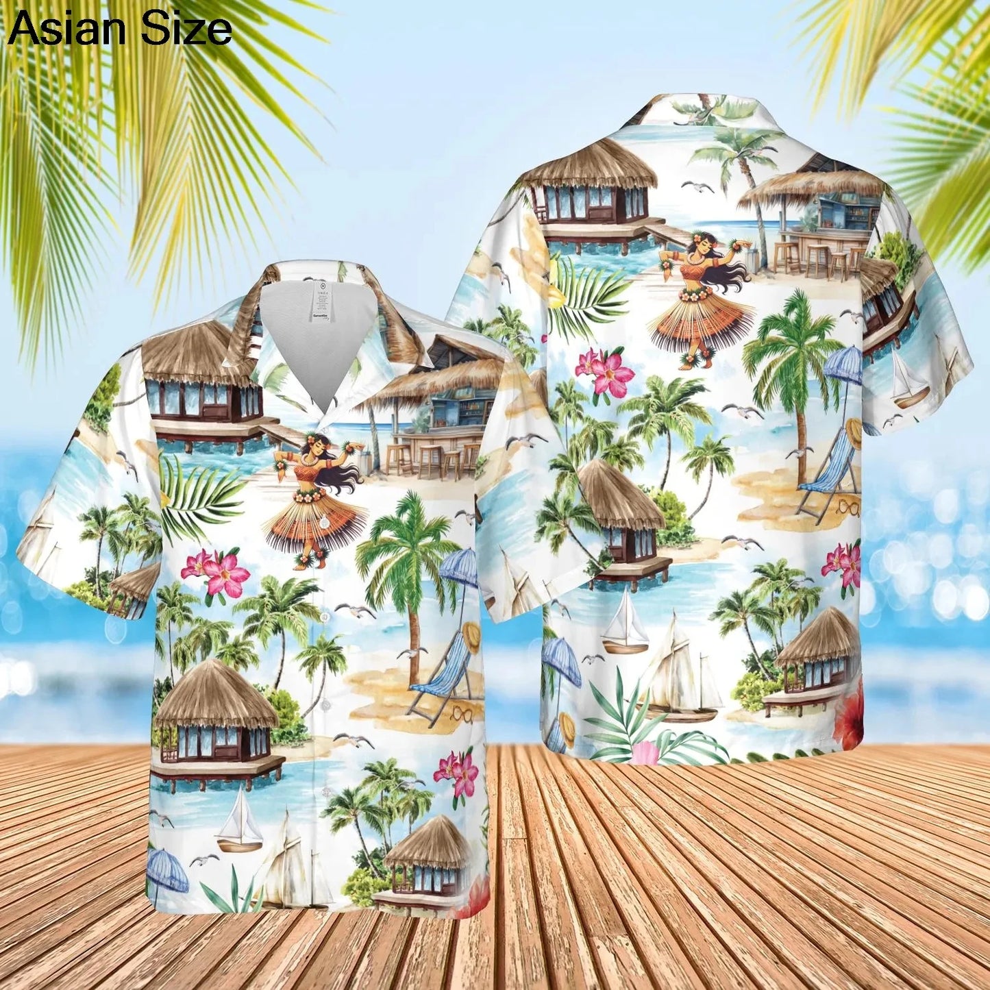 Camisas Hula Girl Aloha, camisas havaianas amarelas Hula Girl Beach, manga curta retrô, camisas unissex de verão Aloha Beach, tops femininos