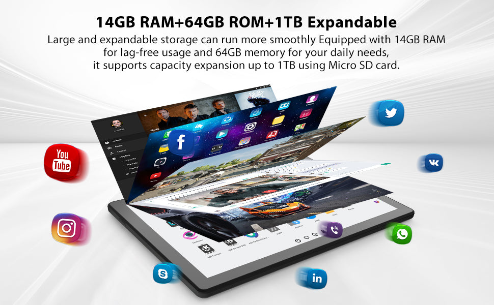 Urao 11 Polegada tablet android 14gb ram 64gb rom 6800mah ips hd tela de toque com teclado capa protetora mouse stylus 8 em 1 kit